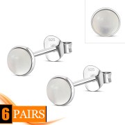 Rose Quartz Round Sterling Silver Stud Earrings, e440st